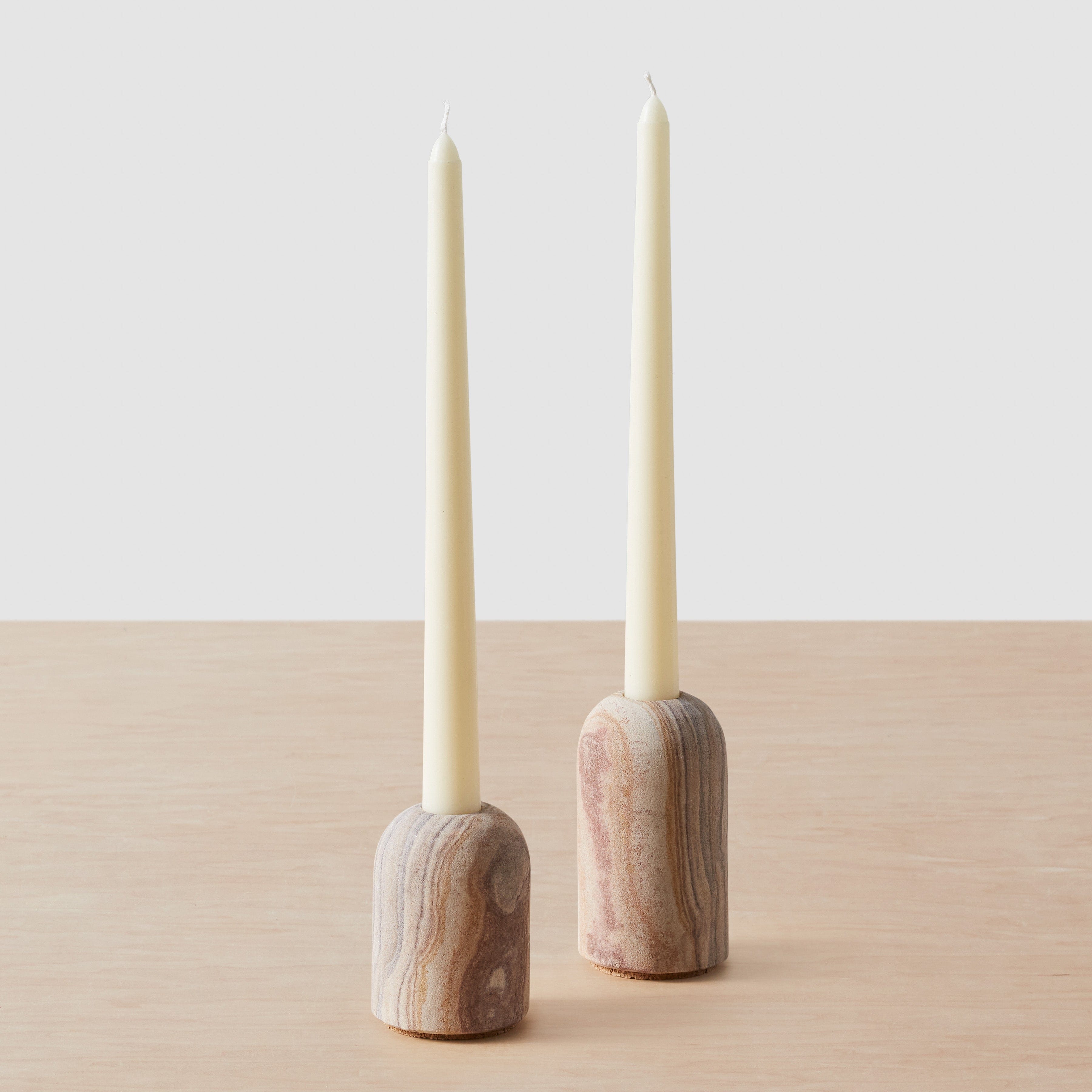 Eshana Sandstone Candle Holders - Set of 2